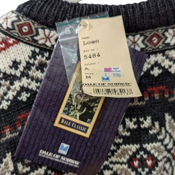 Vintage Dale of Norway Gray and Cream/Off-White Wool Nordic Cardigan Sweater NWT - Picture 5 of 6